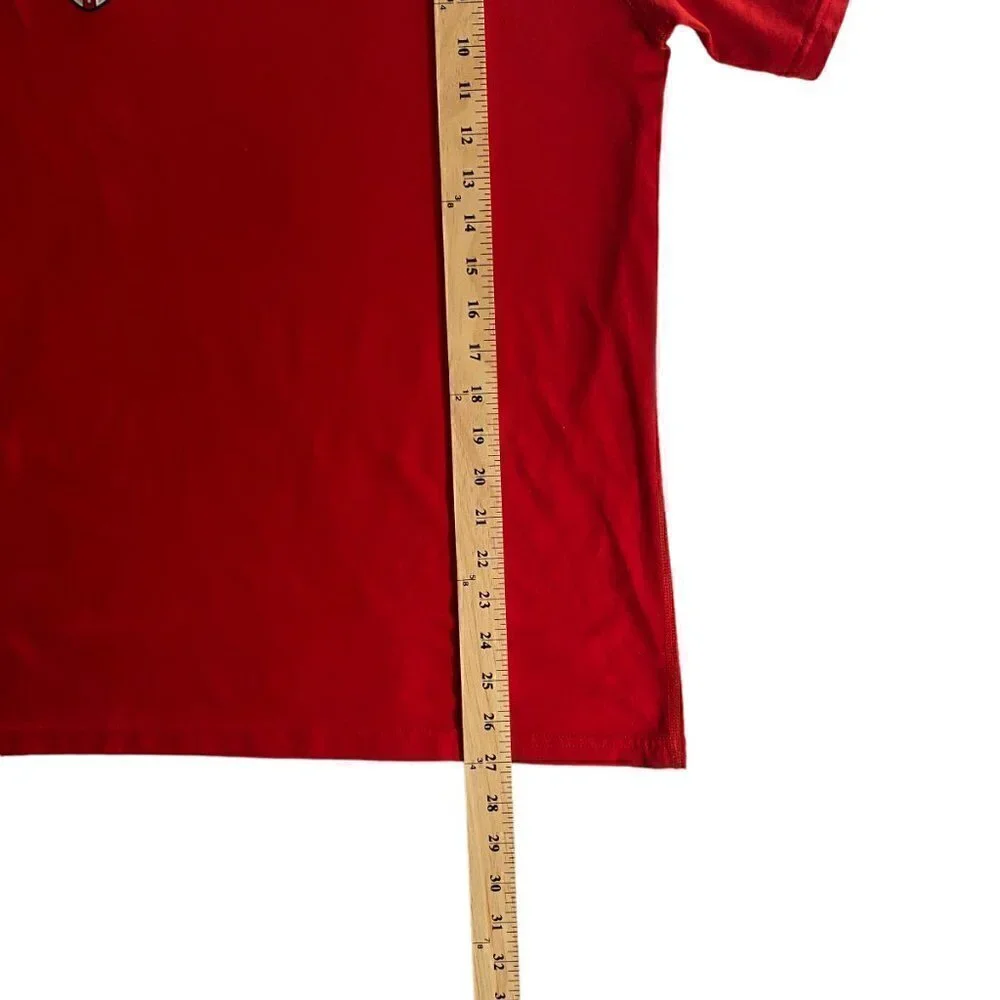 Adidas Mens Shirt Climalite Grove United Soccer Patch Red Short Sleeve Size M